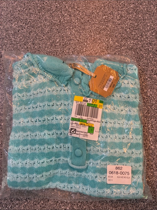 Ryegrass JC Penney Sweaters - Aqua Pointelle Knit pullover Sweater - Women's size M 3/4 sleeve button front